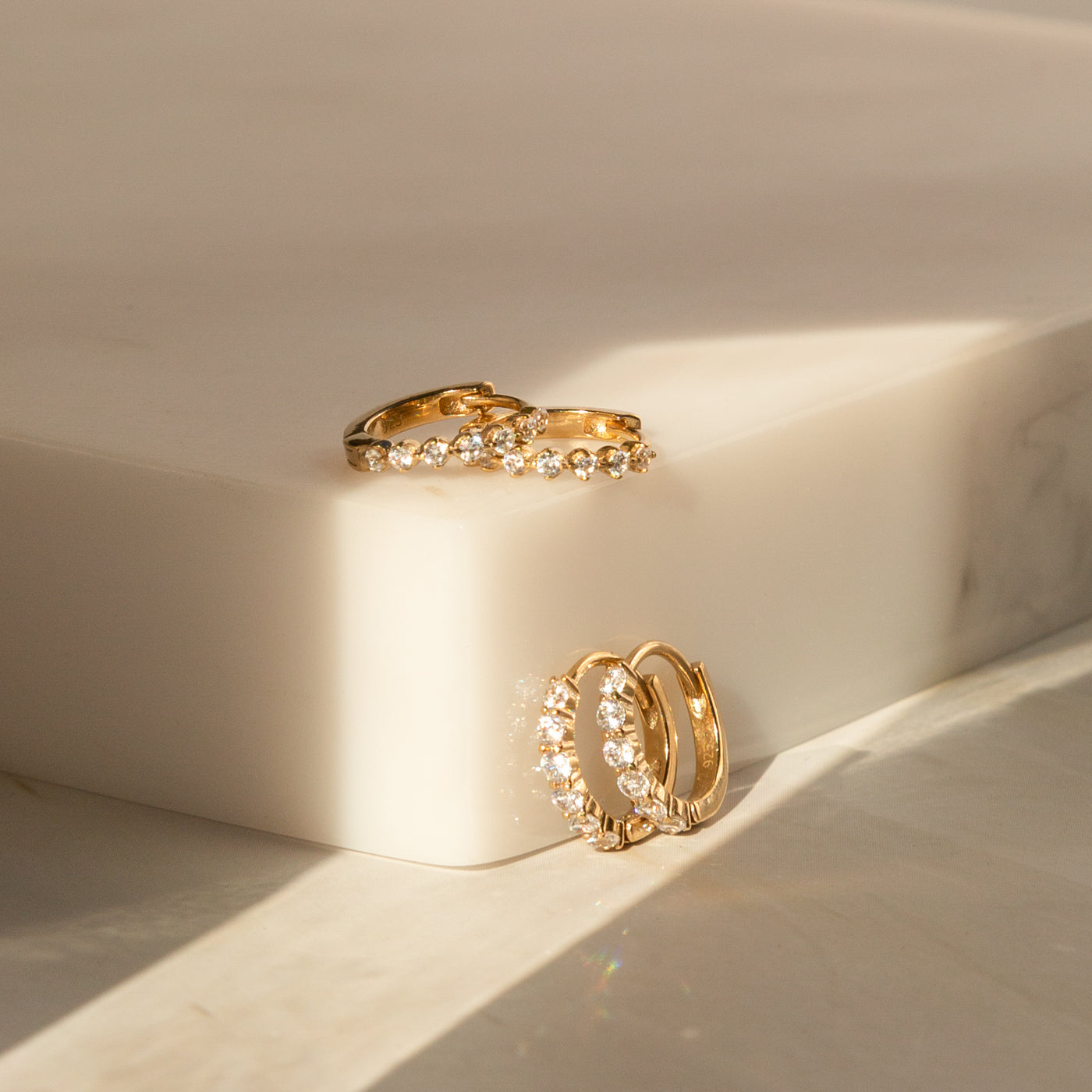 Classic CZ Huggie Hoop Earrings | Simple & Dainty Jewelry