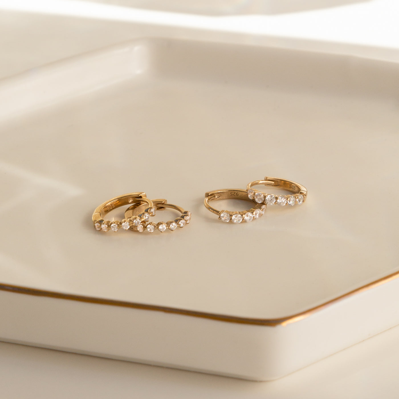 Classic CZ Huggie Hoop Earrings | Simple & Dainty Jewelry