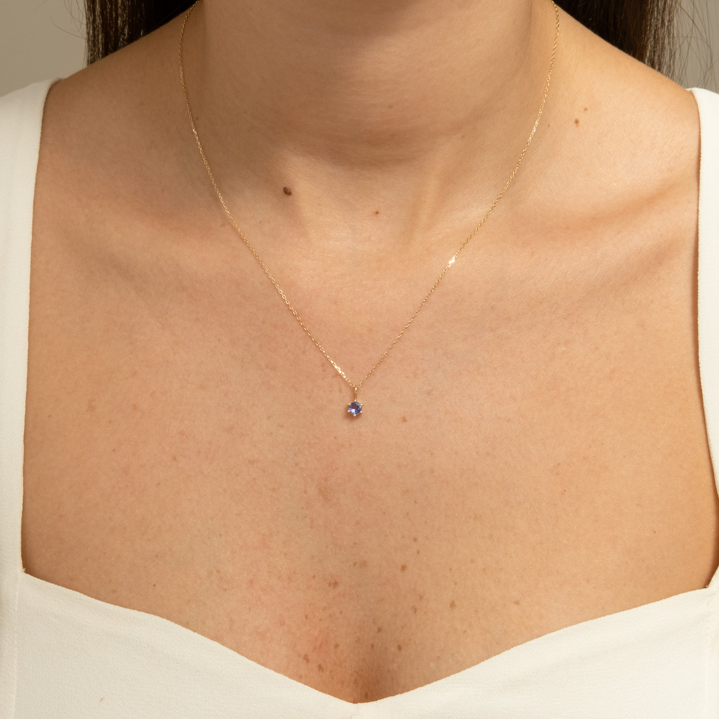 January - Garnet February - Amethyst March - Aquamarine April - White Topaz April - Diamond May - Emerald June - Pearl June - Moonstone July - Ruby August - Peridot September - Sapphire October - Australian Opal October - Pink Tourmaline November - Citrine December - Tanzanite 14k Birthstone Charm Necklace 