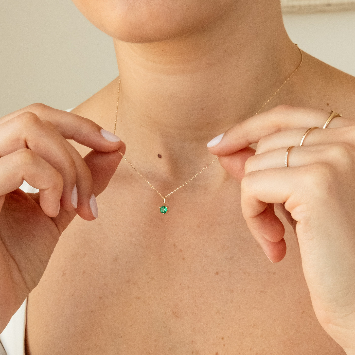 January - Garnet February - Amethyst March - Aquamarine April - White Topaz April - Diamond May - Emerald June - Pearl June - Moonstone July - Ruby August - Peridot September - Sapphire October - Australian Opal October - Pink Tourmaline November - Citrine December - Tanzanite 14k Birthstone Charm Necklace