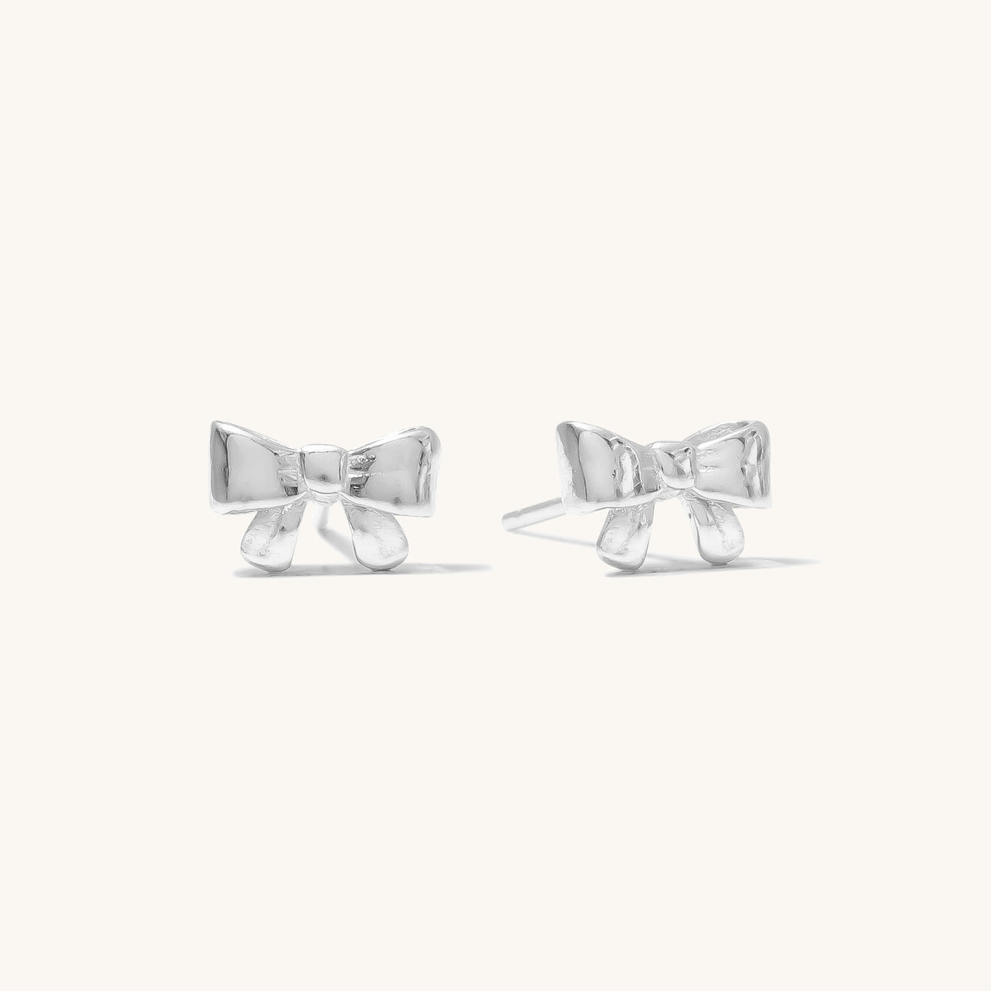 Sterling Silver Ribbon Stud Earrings
