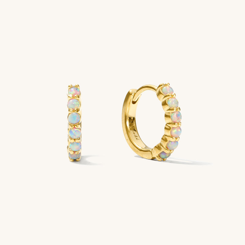 Dainty Opal Huggie Hoop Earrings