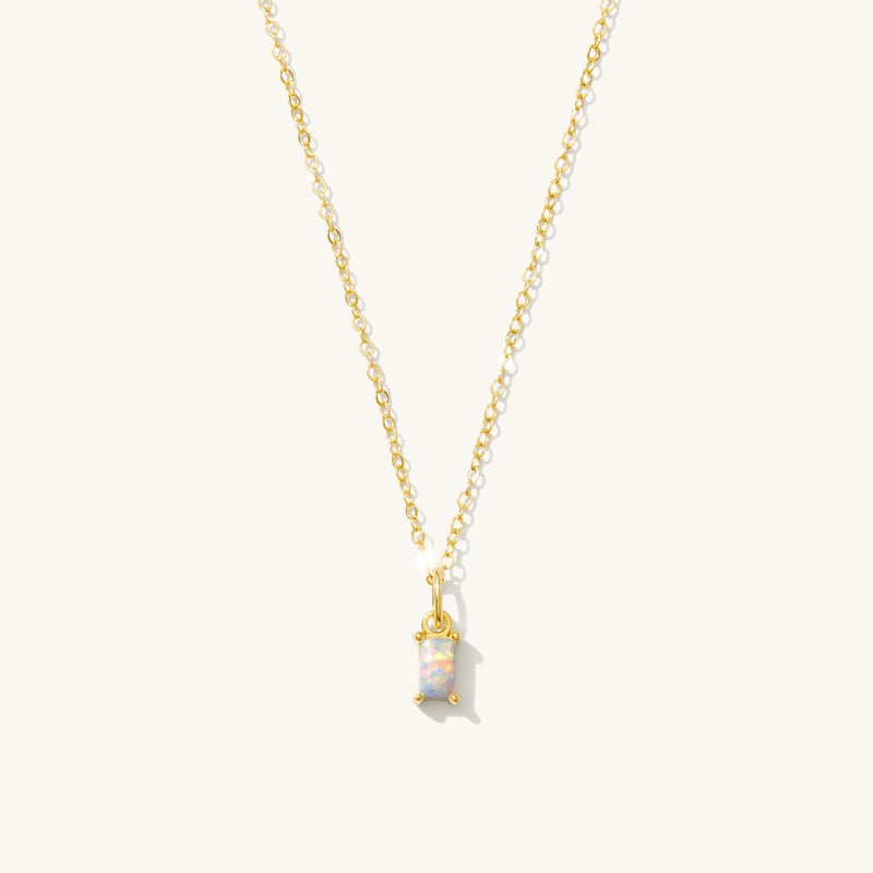 Dainty Opal Baguette Necklace