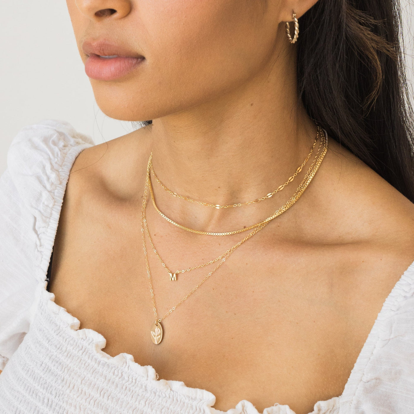 A B C D E F G H I J K L M N O P Q R S T U V W X Y Z Tiny Initial Necklace