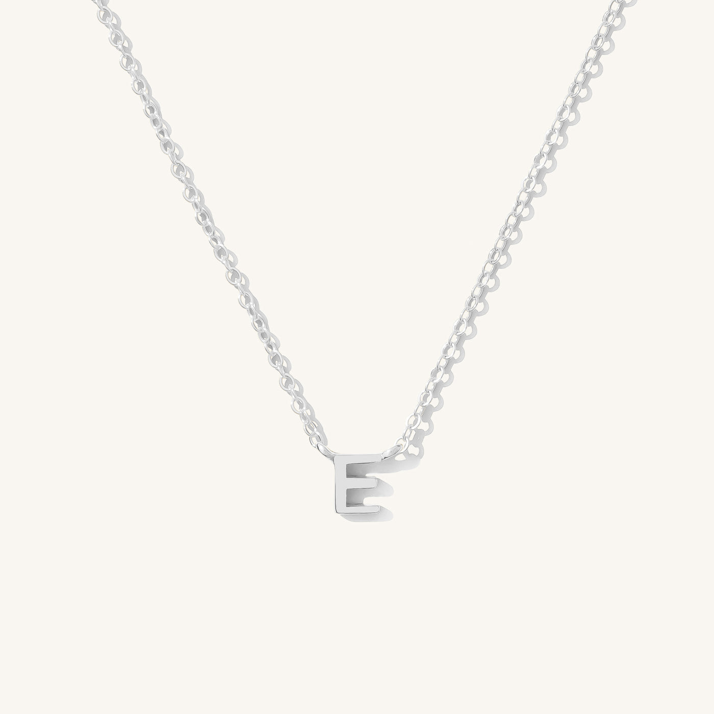 E Tiny Initial Necklace