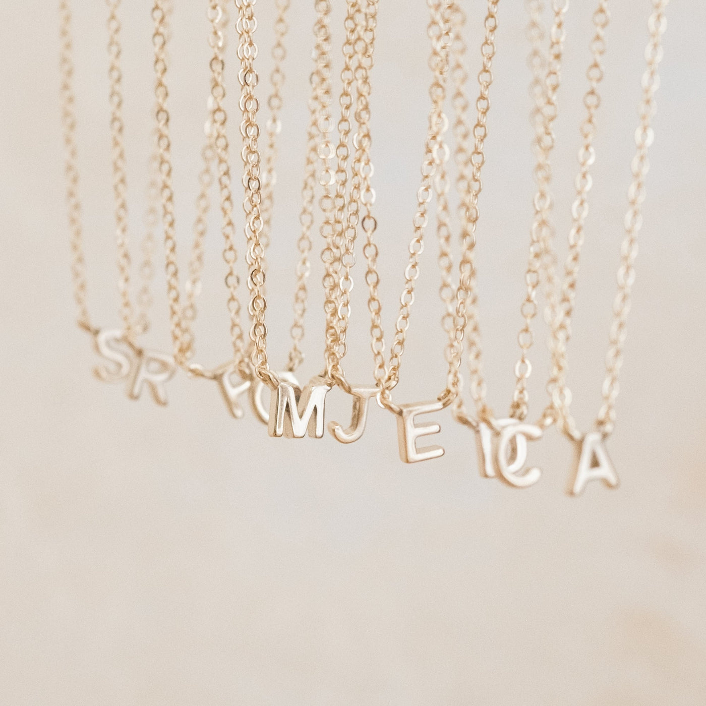 A B C D E F G H I J K L M N O P Q R S T U V W X Y Z Tiny Initial Necklace