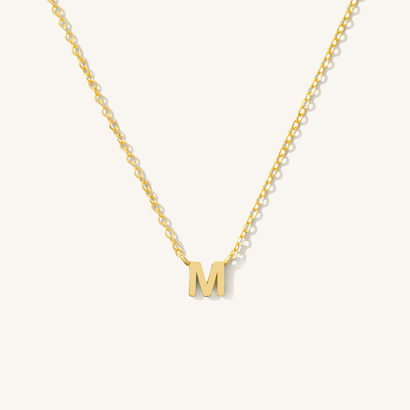 M Tiny Initial Necklace