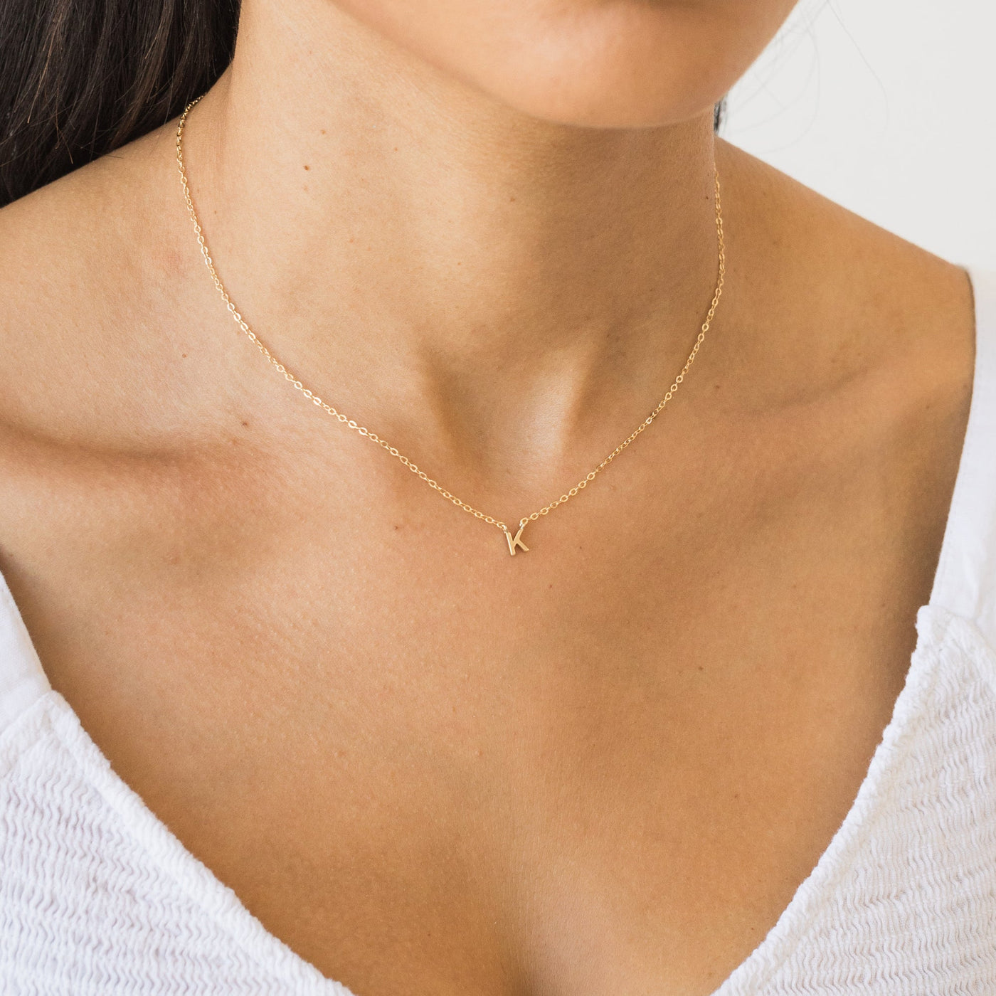 A B C D E F G H I J K L M N O P Q R S T U V W X Y Z Tiny Initial Necklace