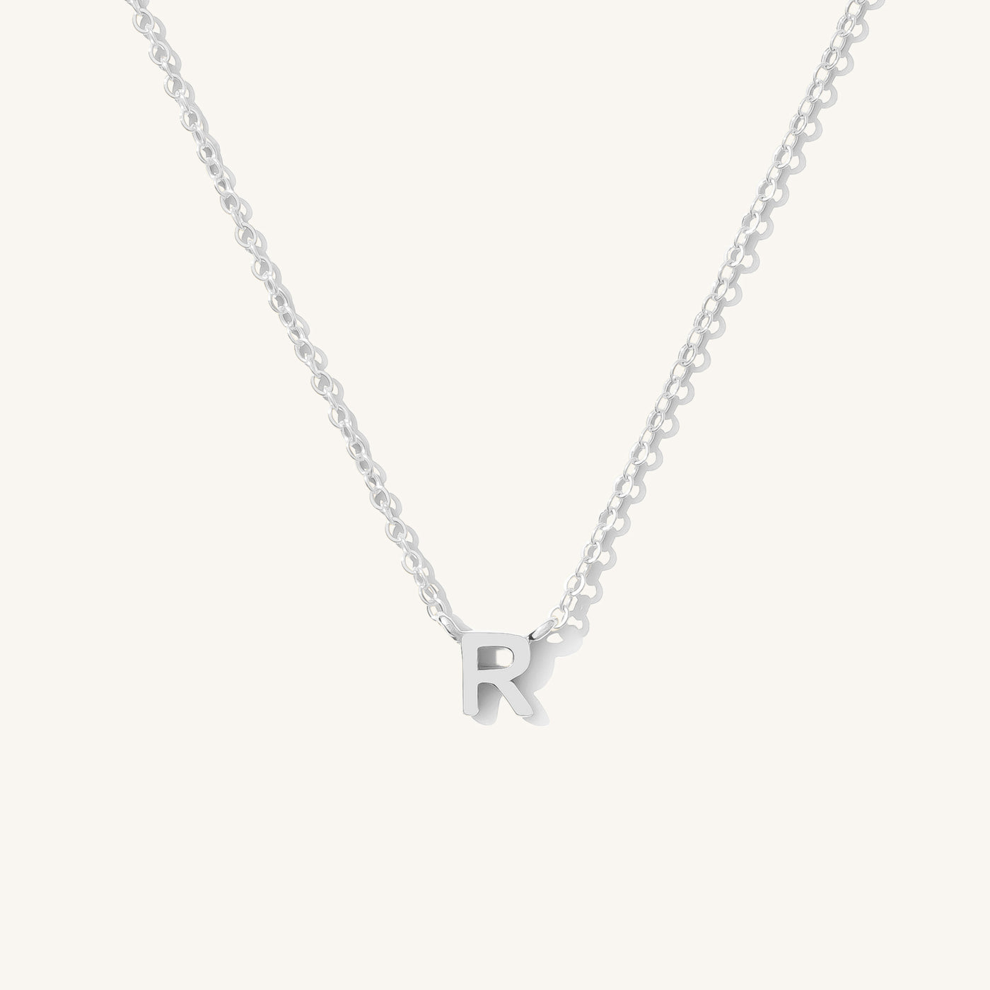 R Tiny Initial Necklace