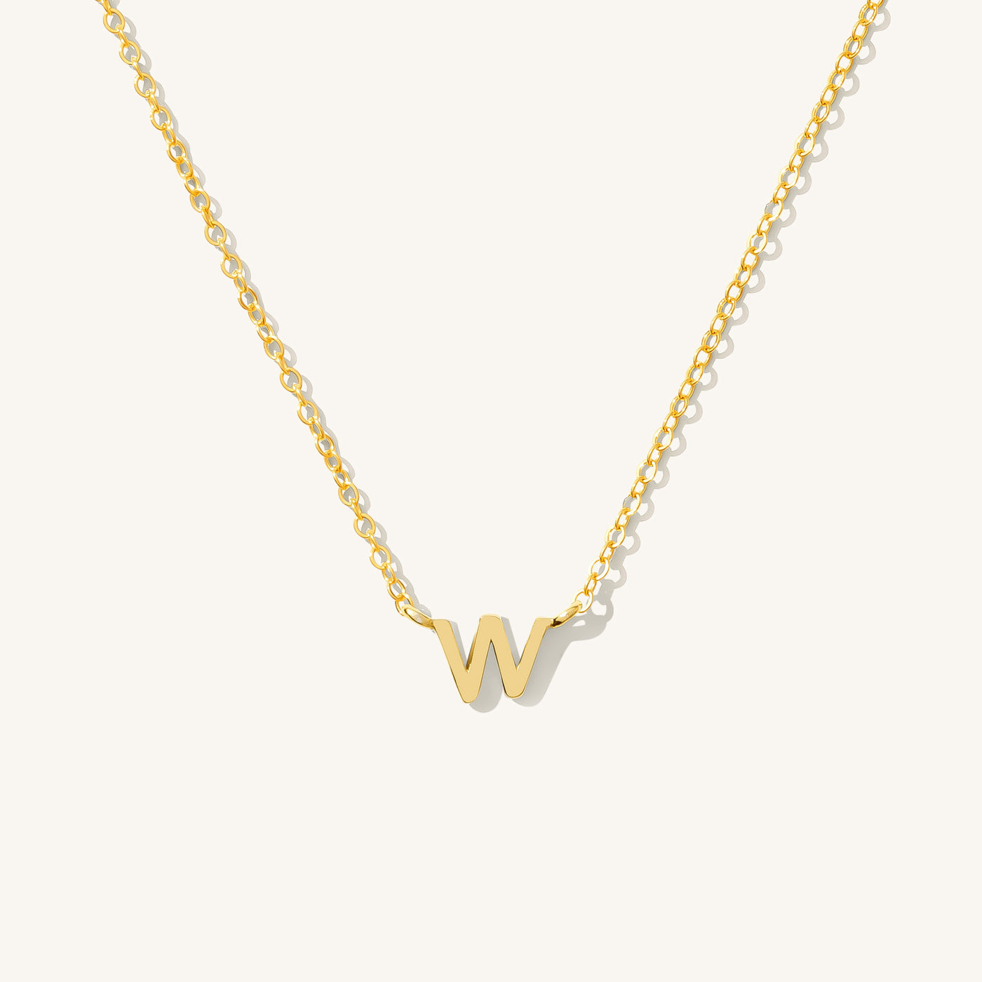 W Tiny Initial Necklace