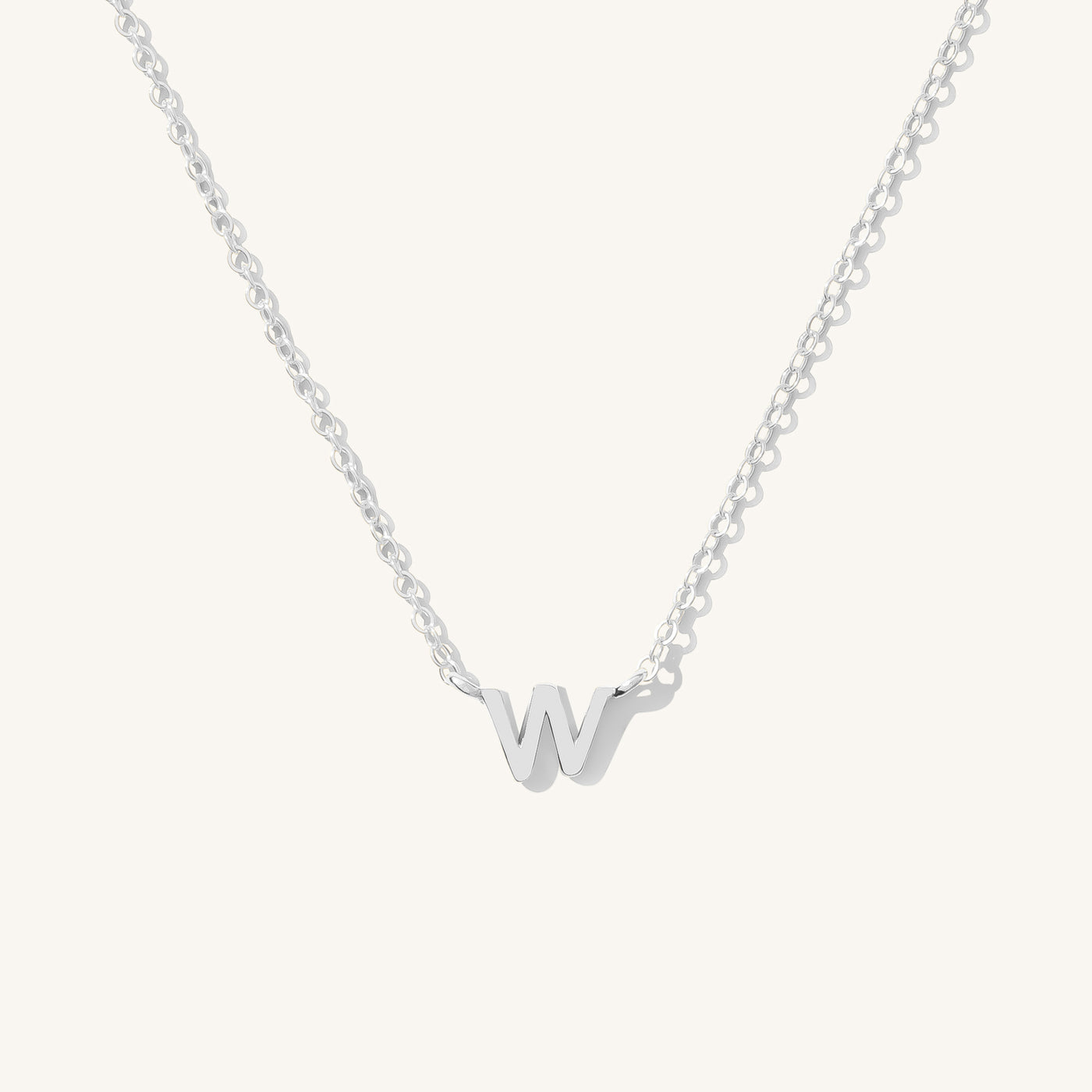 W Tiny Initial Necklace