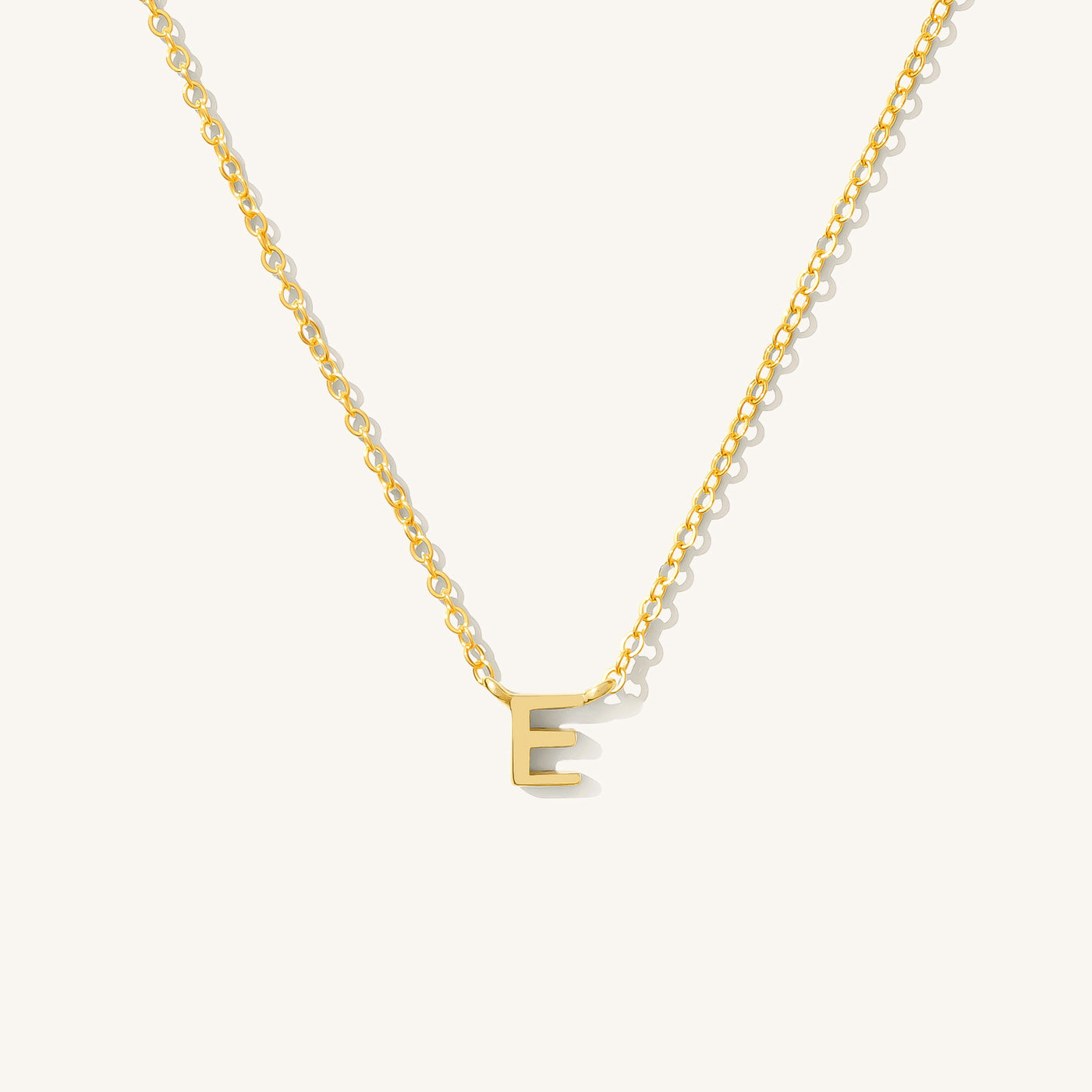 E Tiny Initial Necklace