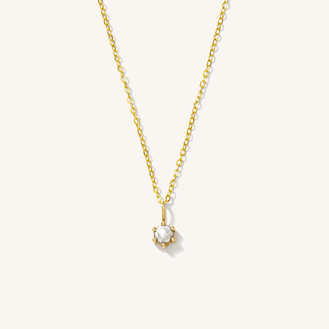 June - Pearl 14k Birthstone Charm Necklace
