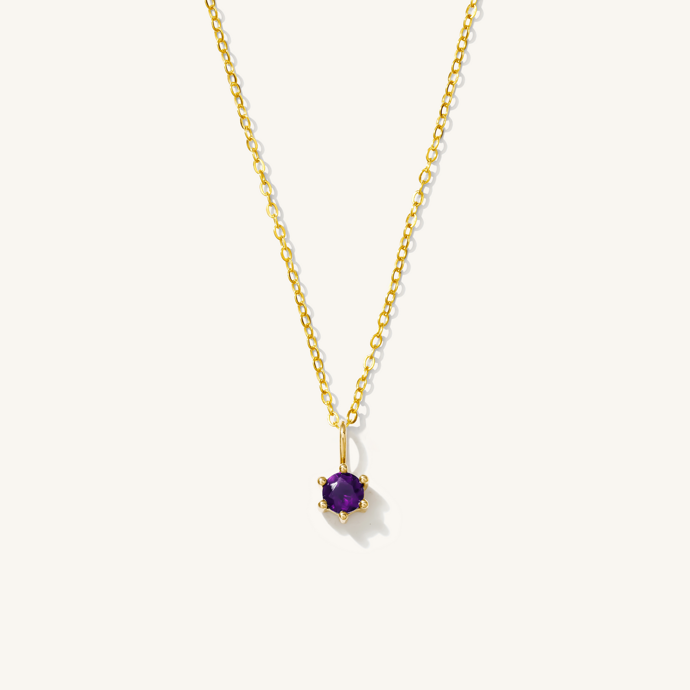 February - Amethyst  14k Birthstone Charm Necklace 