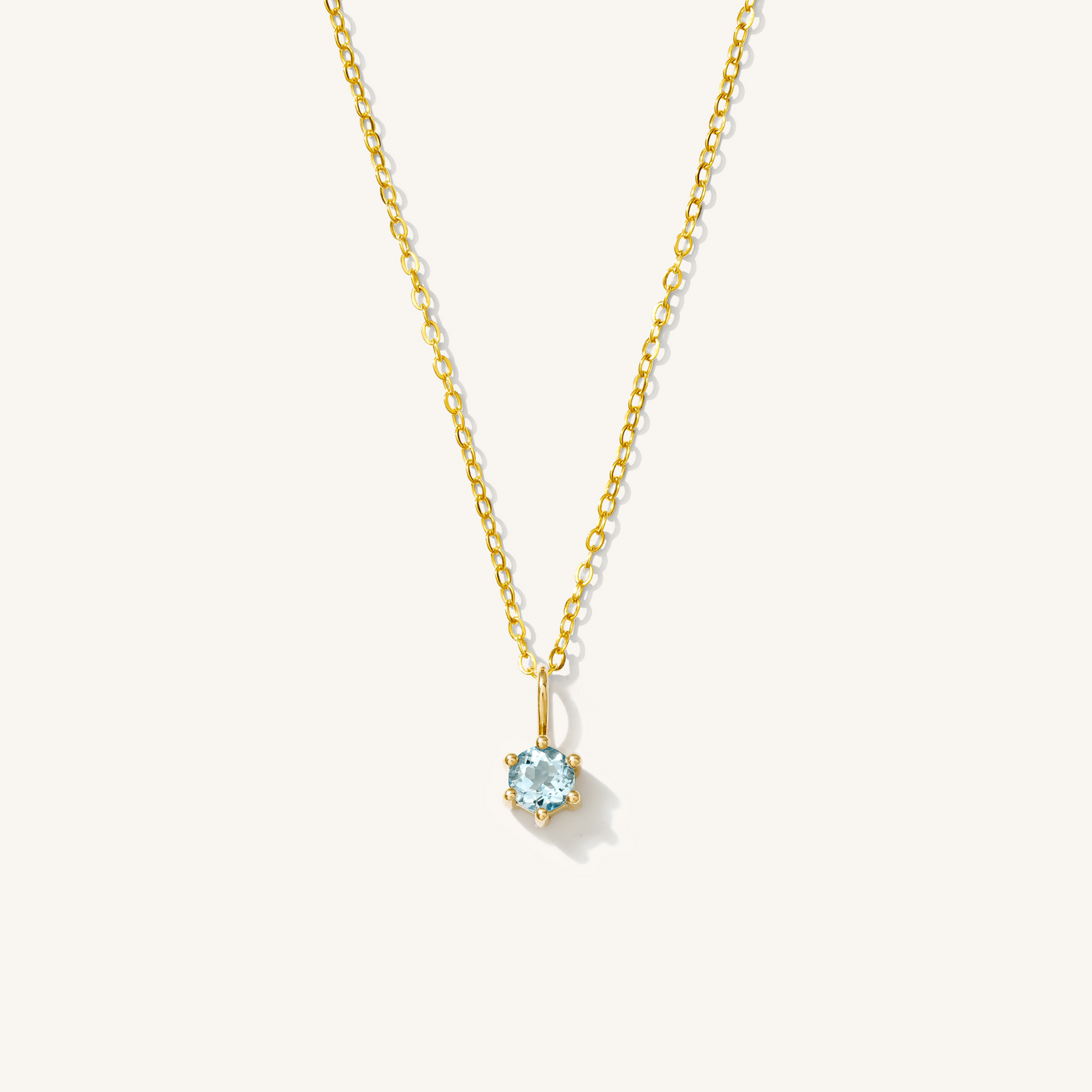 March - Aquamarine 14k Birthstone Charm Necklace