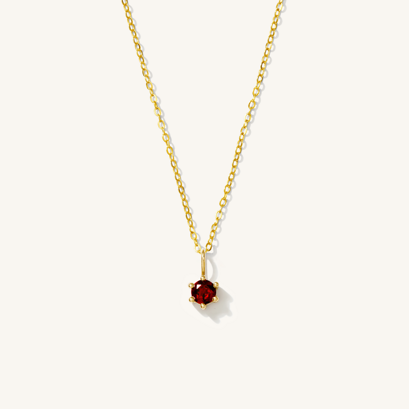 January - Garnet 14k Birthstone Charm Necklace 