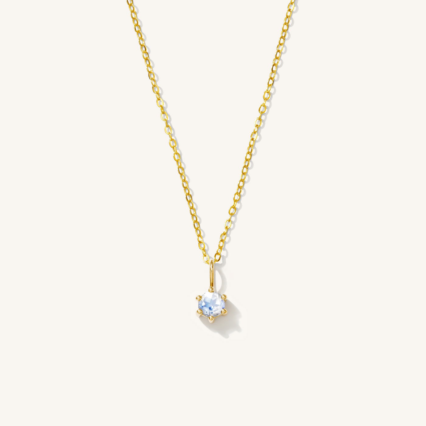 June - Moonstone 14k Birthstone Charm Necklace
