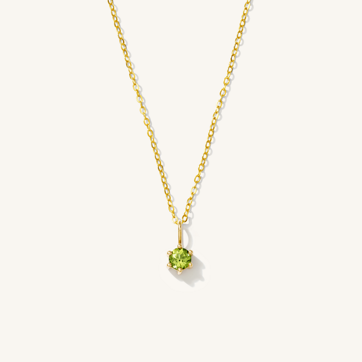 August - Peridot 14k Birthstone Charm Necklace