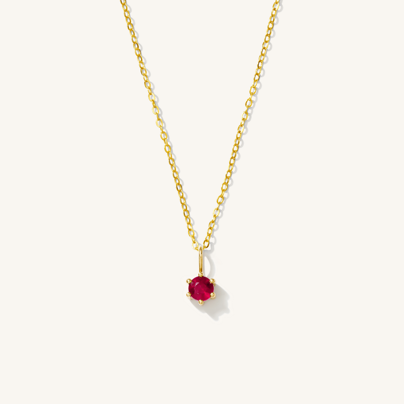 July - Ruby 14k Birthstone Charm Necklace