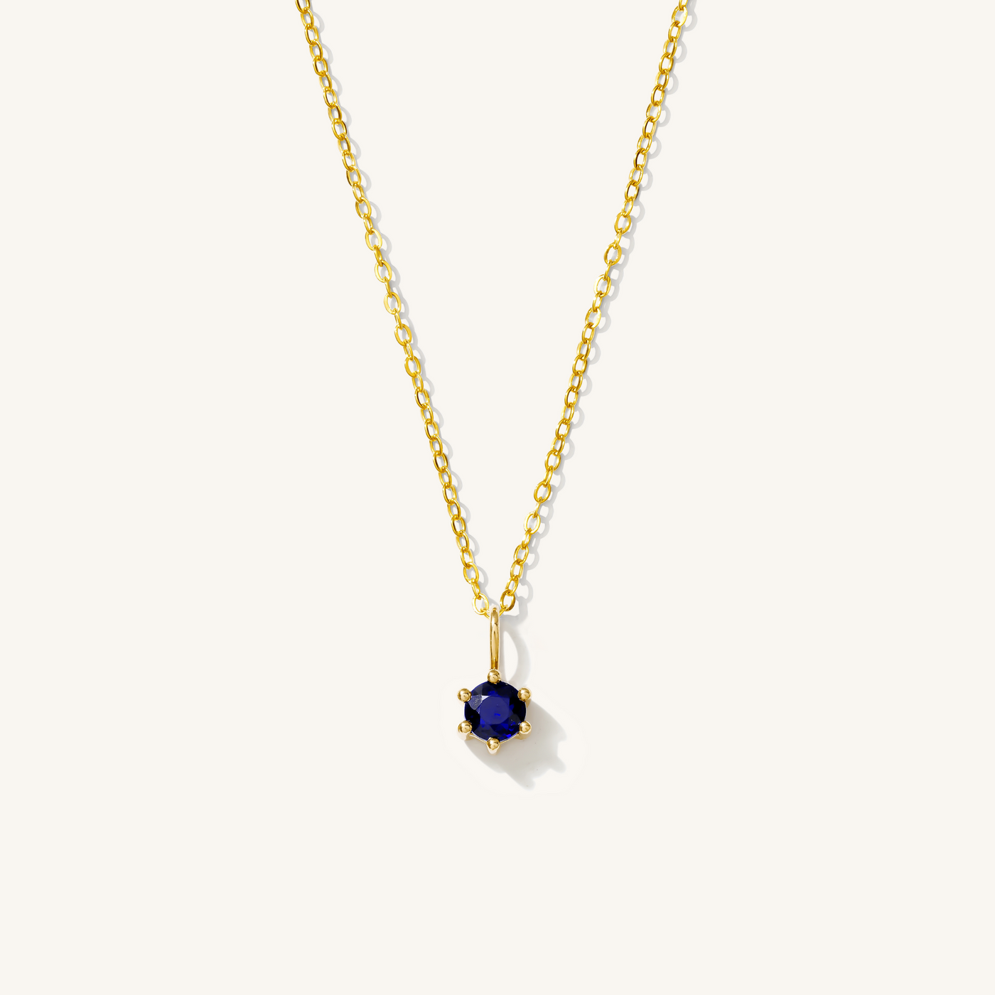 September - Sapphire 14k Birthstone Charm Necklace