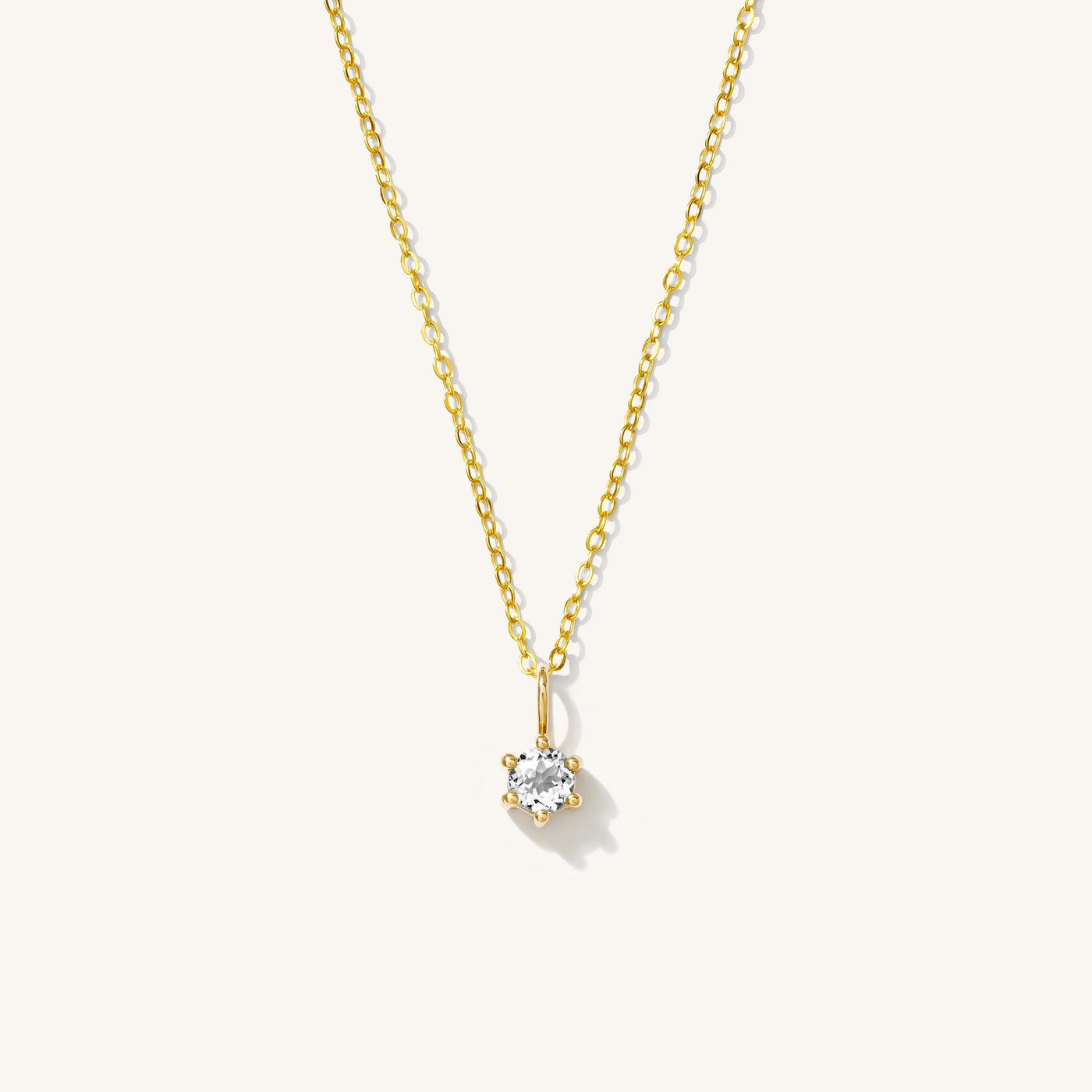 April - White Topaz 14k Birthstone Charm Necklace